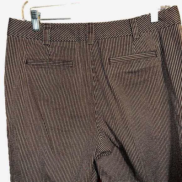 Talbots Seersucker Cropped Pants Brown Stripe Size 10  Quiet Luxury Coastal Chic - Picture 4 of 6